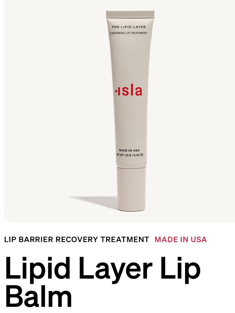 Isla Lipid Layer Lip Balm with Metal Applicator 25 ml NEW